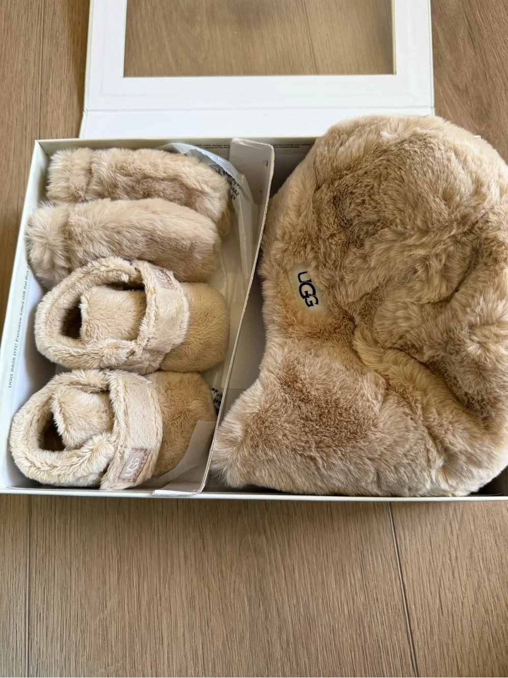 UGG Baby Tan Hat, Mittens and Booties Set